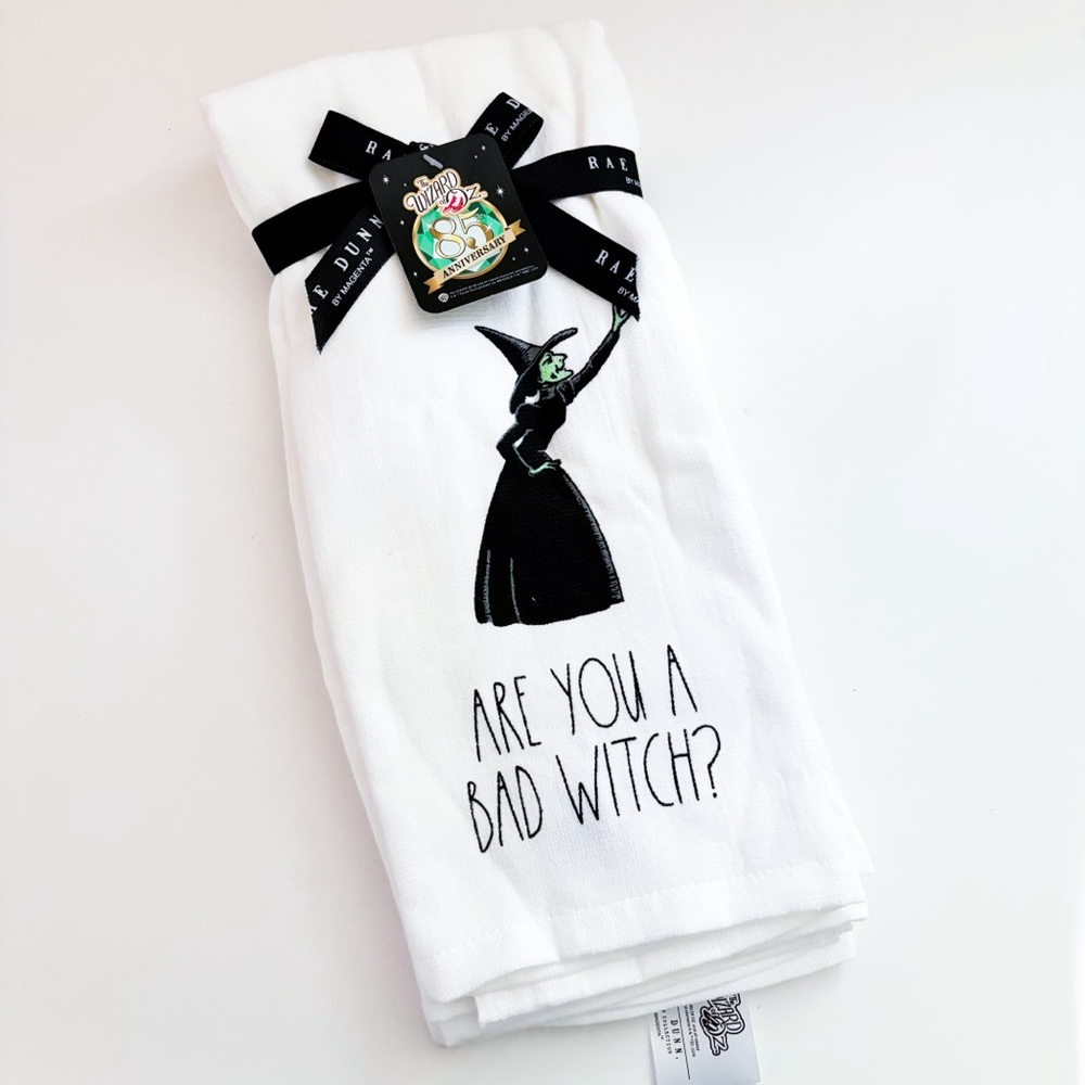 NWT Rae Dunn x Wizard of Oz Bad & Good Witch Kitchen Dish Towels Set of 2